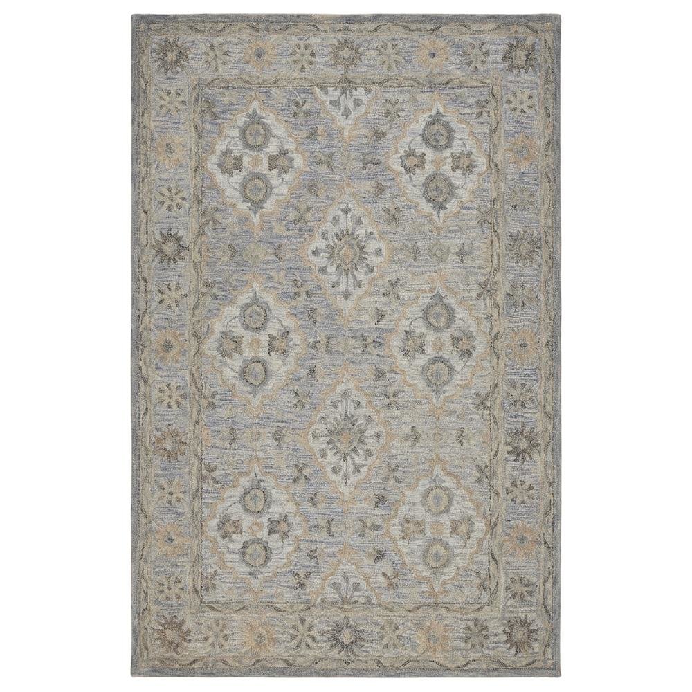Blue Wool Area Rug With Classic Pattern And Soft Touch For Living Room