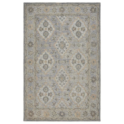 Blue Wool Area Rug With Classic Pattern And Soft Touch For Living Room