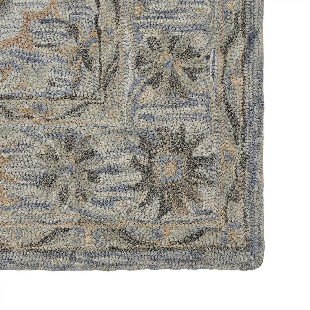 Blue Wool Area Rug With Classic Pattern And Soft Touch For Living Room