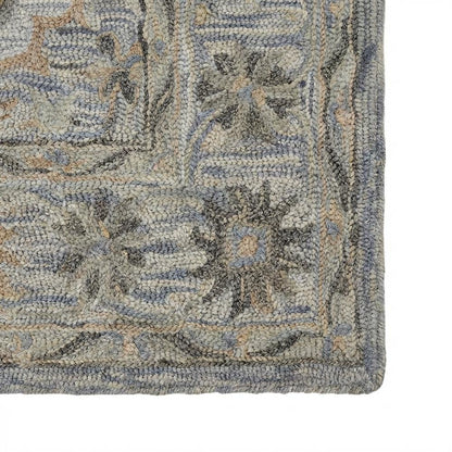 Blue Wool Area Rug With Classic Pattern And Soft Touch For Living Room