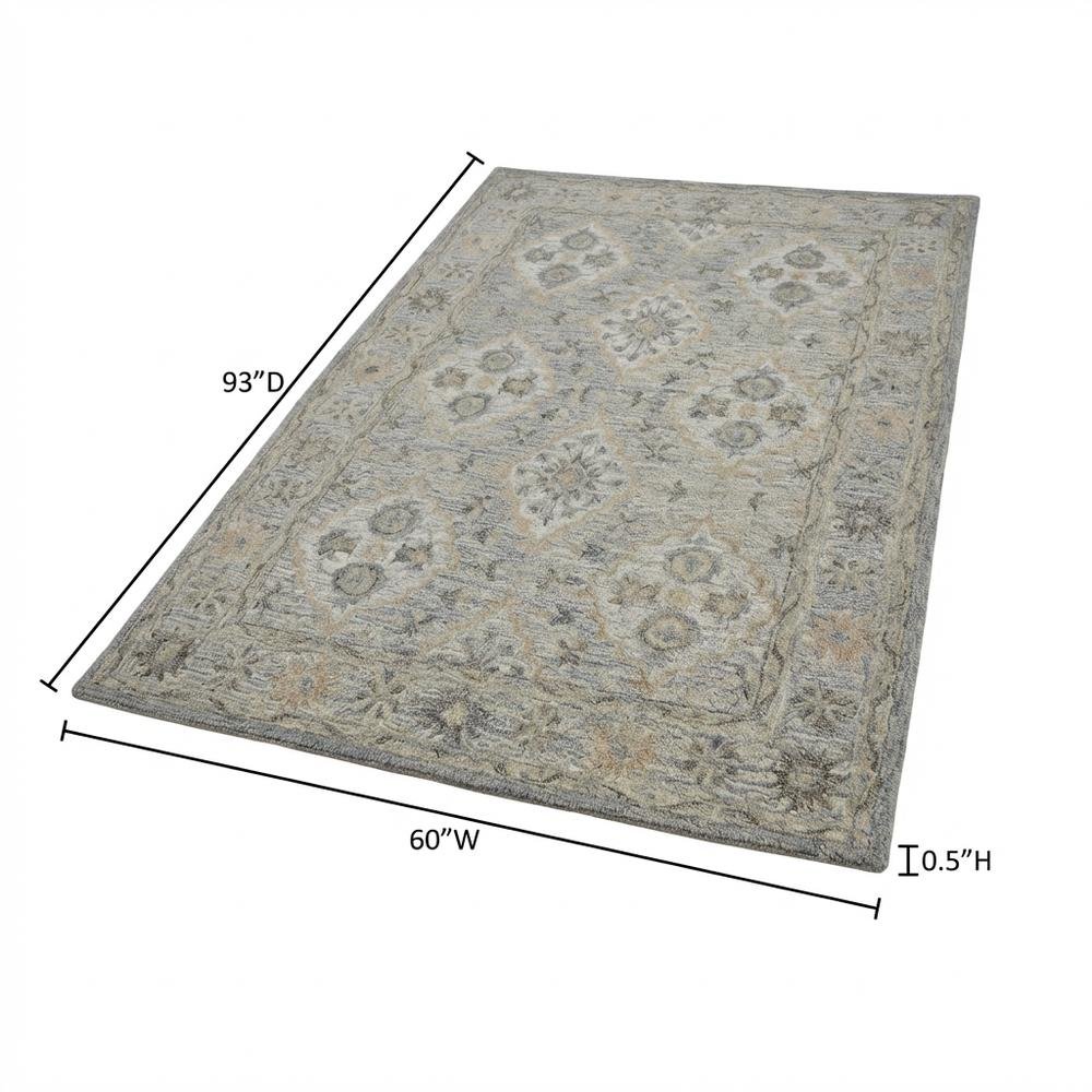 Blue Wool Area Rug With Classic Pattern And Soft Touch For Living Room