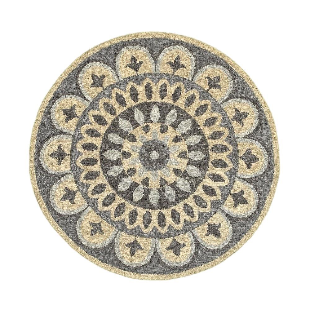Gray Indoor Round Area Rug With Classic Style And Soft Texture