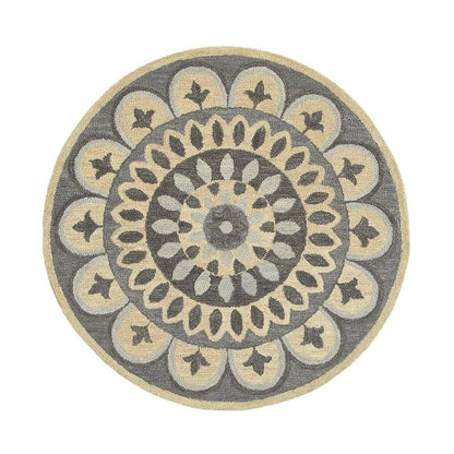 Gray Indoor Round Area Rug With Classic Style And Soft Texture