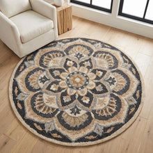 Round Indoor Area Rug In Black And Ivory With Classic Style, 6-Foot Diameter