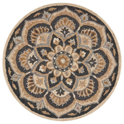 Round Indoor Area Rug In Black And Ivory With Classic Style, 6-Foot Diameter