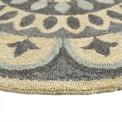 Gray Indoor Round Area Rug With Classic Style And Soft Texture
