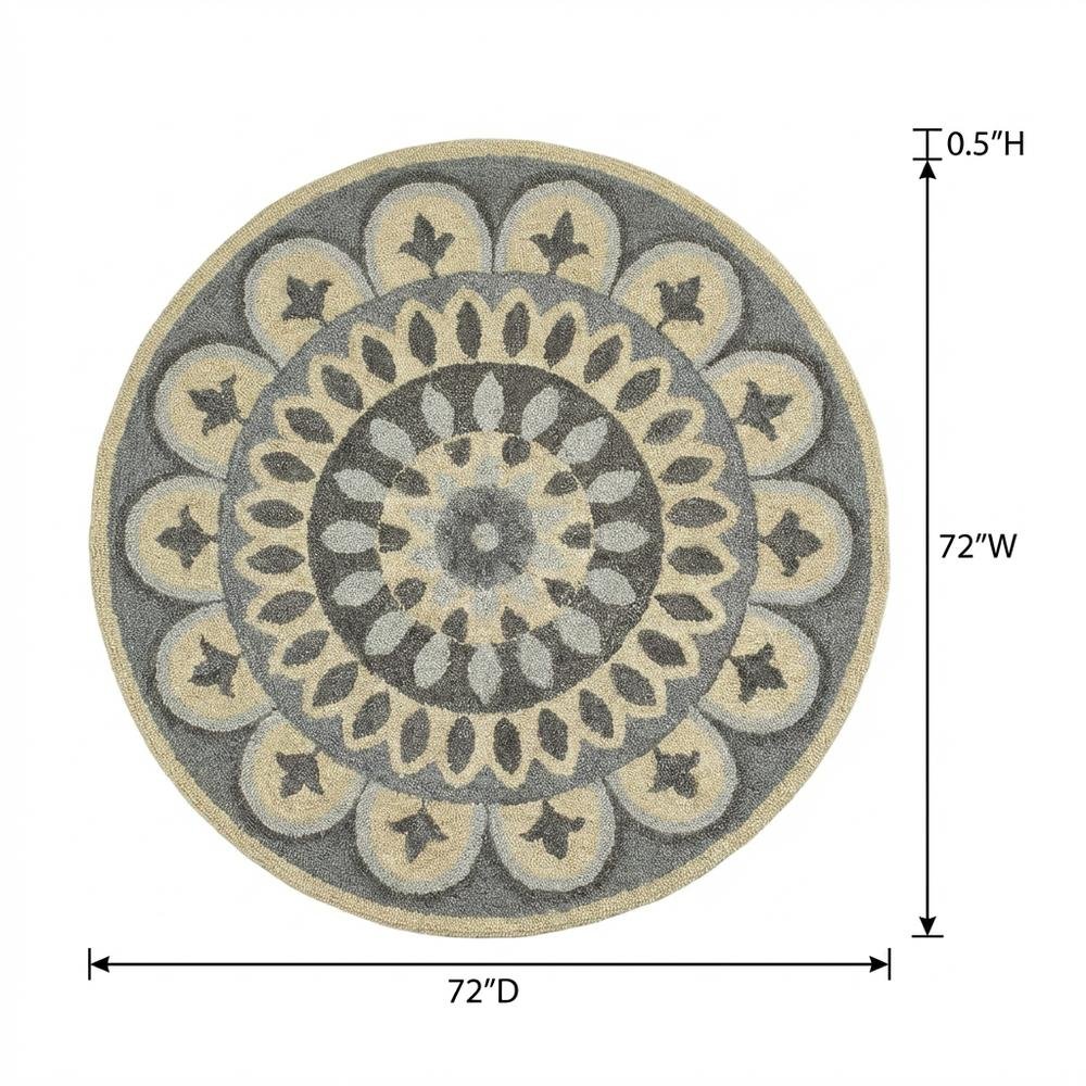 Gray Indoor Round Area Rug With Classic Style And Soft Texture