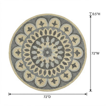 Gray Indoor Round Area Rug With Classic Style And Soft Texture