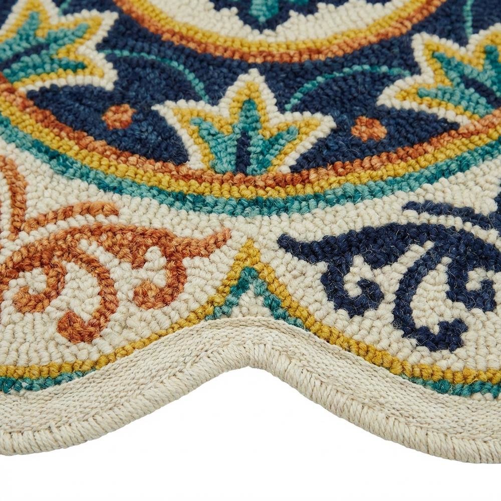 Blue Indoor Round Area Rug With Classic Style And Soft Texture