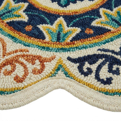 Blue Indoor Round Area Rug With Classic Style And Soft Texture