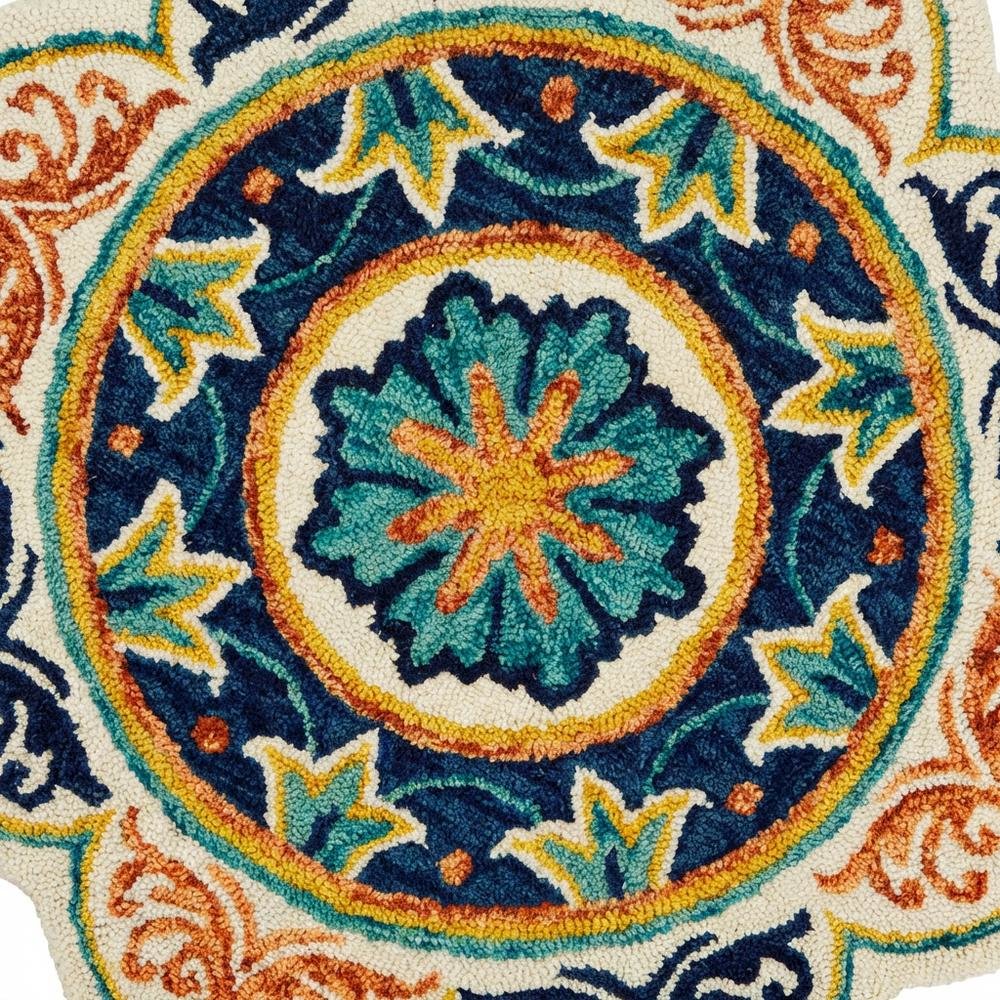 Blue Indoor Round Area Rug With Classic Style And Soft Texture