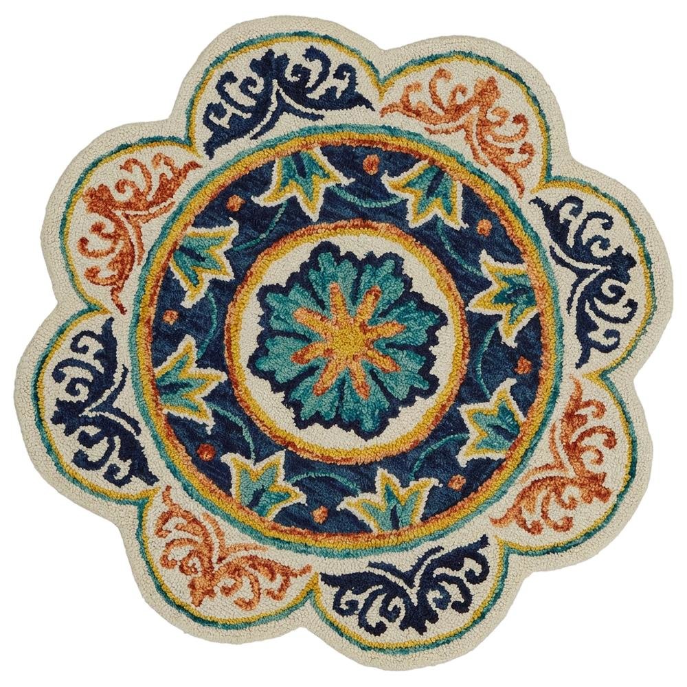 Blue Indoor Round Area Rug With Classic Style And Soft Texture