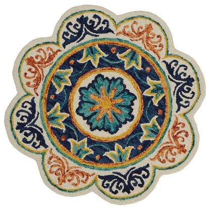 Blue Indoor Round Area Rug With Classic Style And Soft Texture