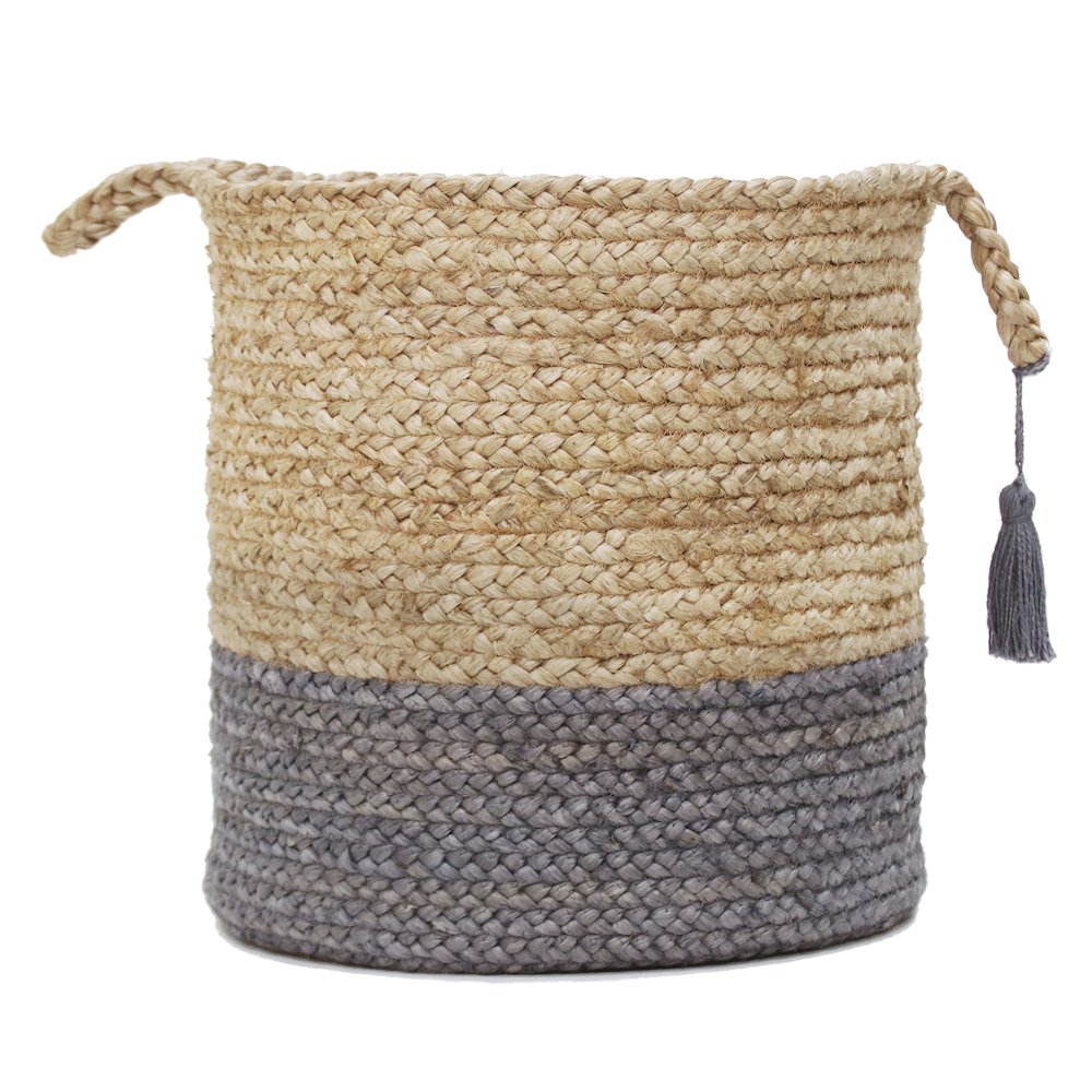 Baskets Jute Indoor Basket in Tan/Gray, 19" x 19" x 19"