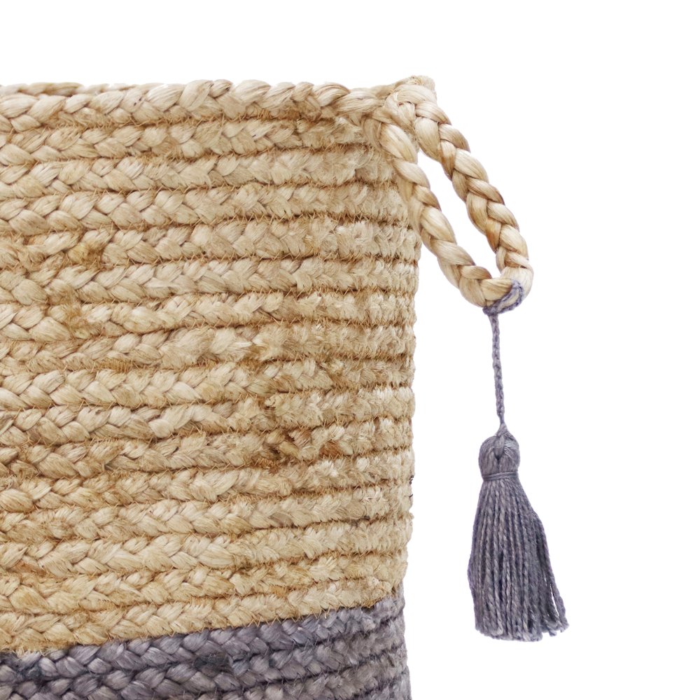 Baskets Jute Indoor Basket in Tan/Gray, 19" x 19" x 19"