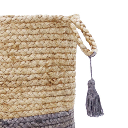 Baskets Jute Indoor Basket in Tan/Gray, 19" x 19" x 19"