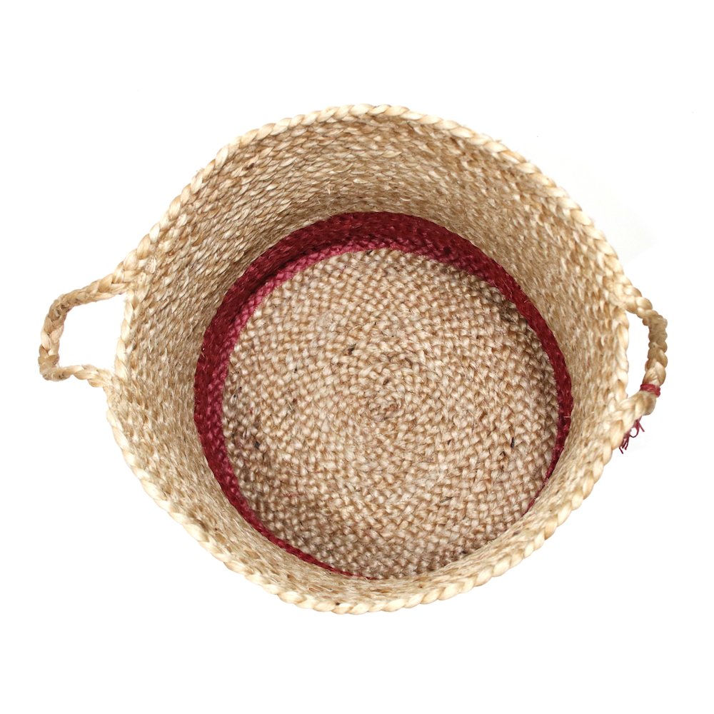 Baskets Jute Indoor Basket in Tan/Red, 19" x 19" x 19"