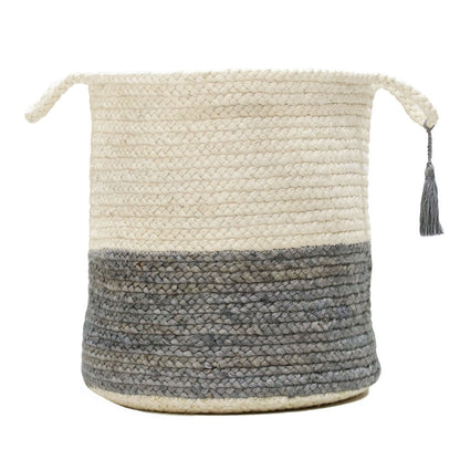 Baskets Jute Indoor Basket in White/Gray, 19" x 19" x 19"