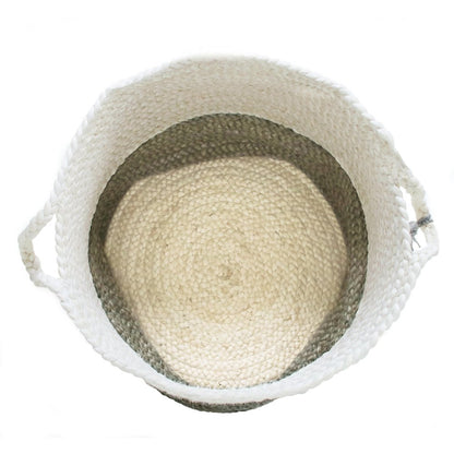 Baskets Jute Indoor Basket in White/Gray, 19" x 19" x 19"