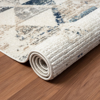 Bristol Performance Blend Area Rug Indoor in Ivory/Blue, 7'9" X 9'9"