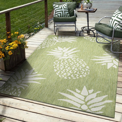 Catalina Durable Performance Area Rug Outdoor in Green/Gray, 7'9" x 9'9"