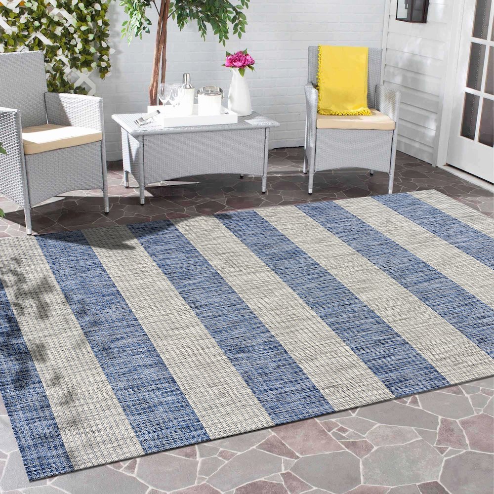 Catalina Durable Performance Area Rug Outdoor in Blue/Gray, 7'9" x 9'9"