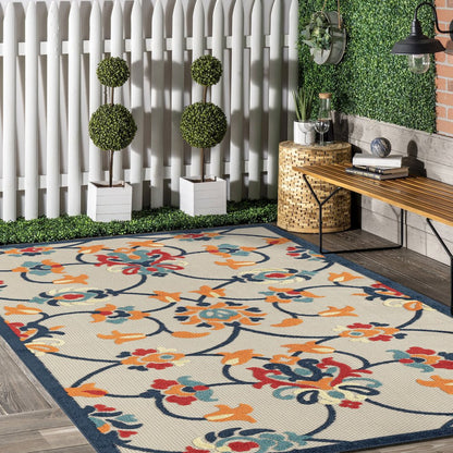 Copa Cabana Durable Performance Area Rug Outdoor in Orange/Blue, 5' x 8'