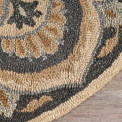 Dazzle Wool Area Rug Indoor in Black/Ivory, 6' Round
