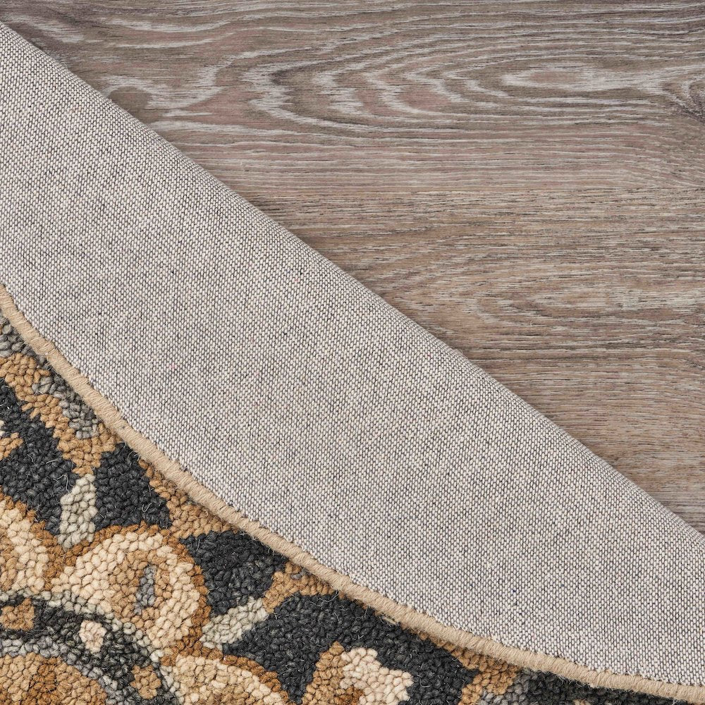Dazzle Wool Area Rug Indoor in Black/Ivory, 6' Round