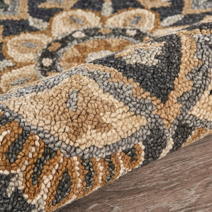 Dazzle Wool Area Rug Indoor in Black/Ivory, 6' Round