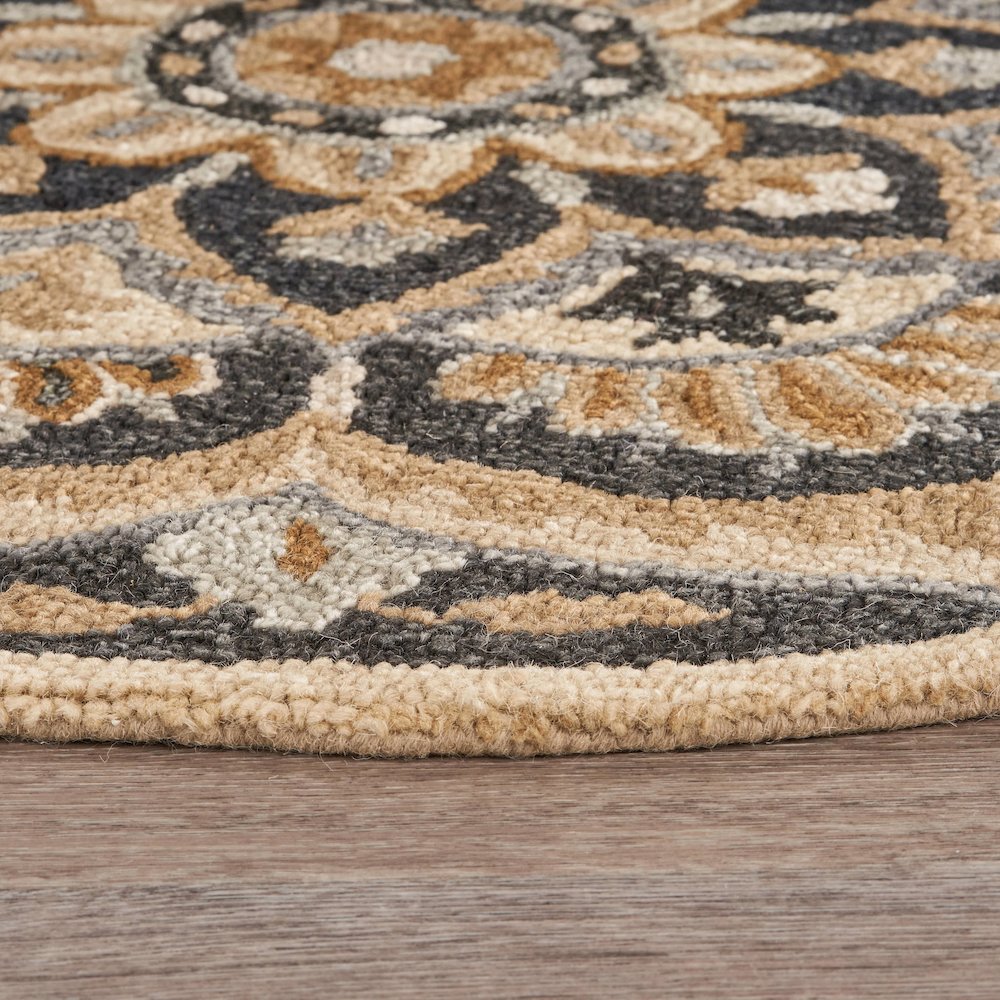 Dazzle Wool Area Rug Indoor in Black/Ivory, 6' Round