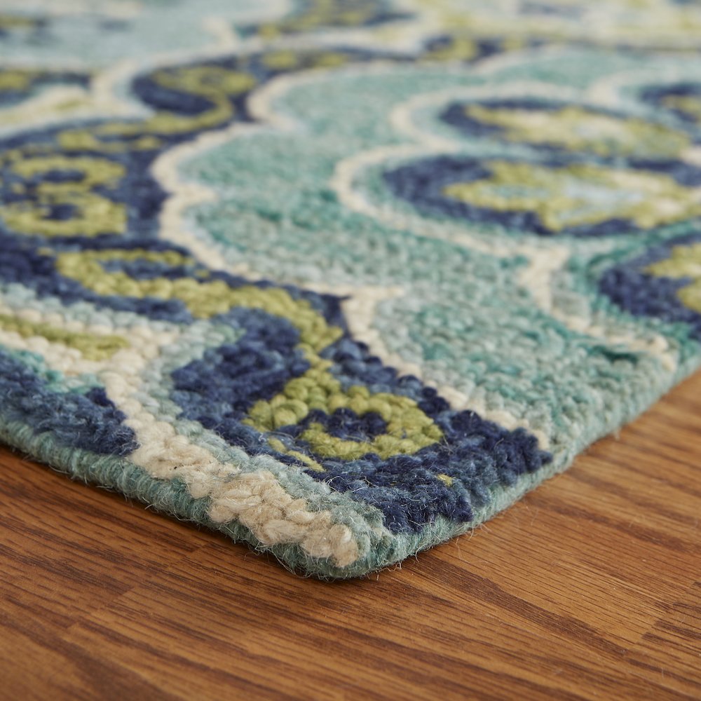 Dazzle Wool Area Rug Indoor in Green/Blue, 6' Round