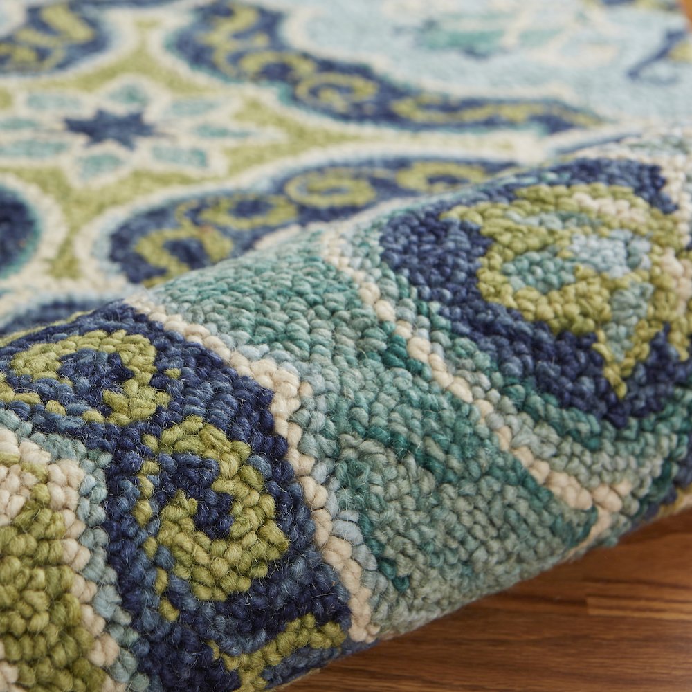 Dazzle Wool Area Rug Indoor in Green/Blue, 6' Round
