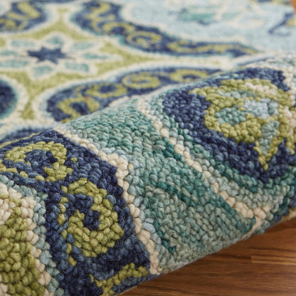 Dazzle Wool Area Rug Indoor in Green/Blue, 6' Round