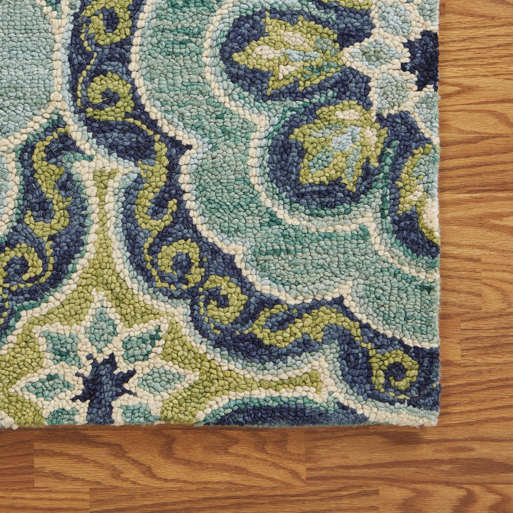 Dazzle Wool Area Rug Indoor in Green/Blue, 6' Round