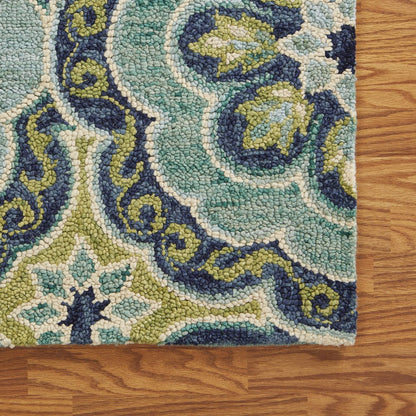 Dazzle Wool Area Rug Indoor in Green/Blue, 6' Round
