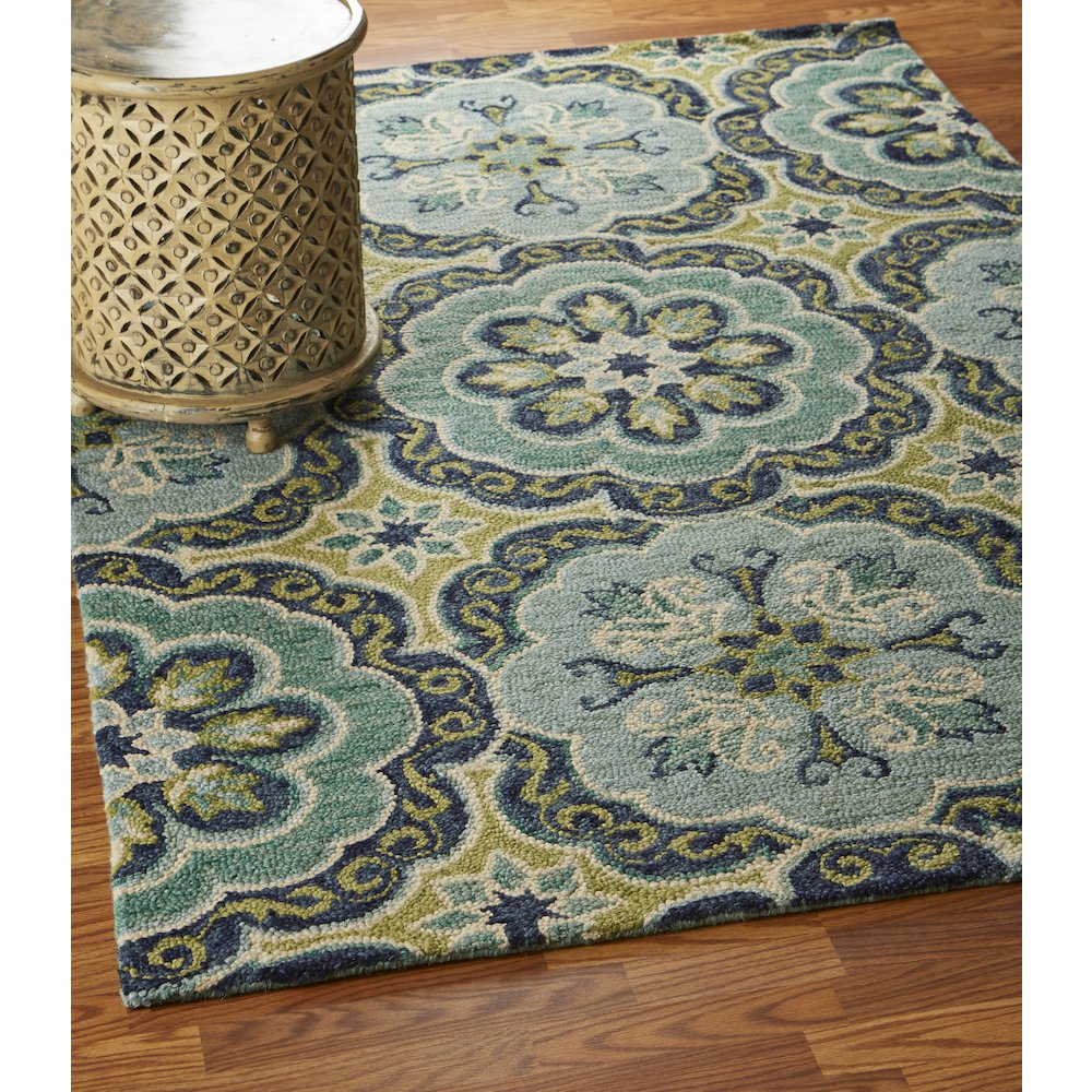 Dazzle Wool Area Rug Indoor in Green/Blue, 6' Round