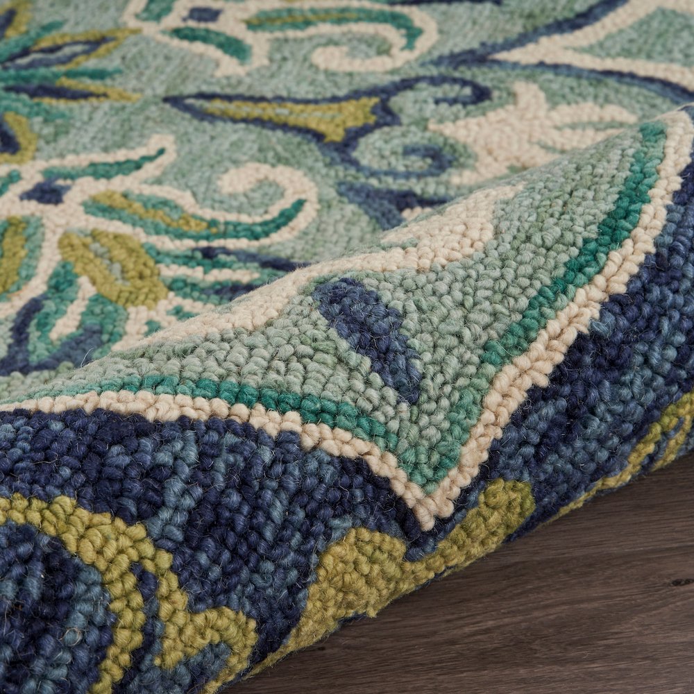Dazzle Wool Area Rug Indoor in Blue/Green, 6' Round