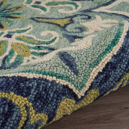 Dazzle Wool Area Rug Indoor in Blue/Green, 6' Round