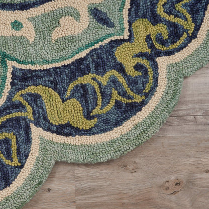 Dazzle Wool Area Rug Indoor in Blue/Green, 6' Round