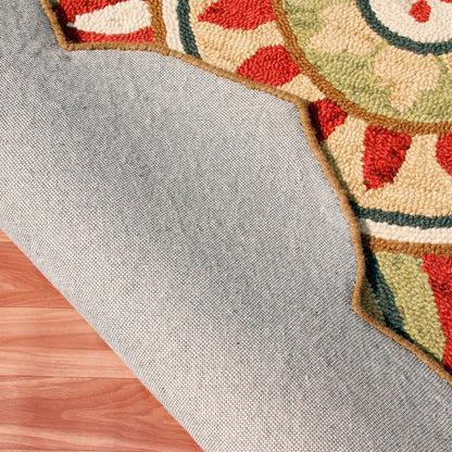 Dazzle Wool Area Rug Indoor in Red/Green, 6' Round