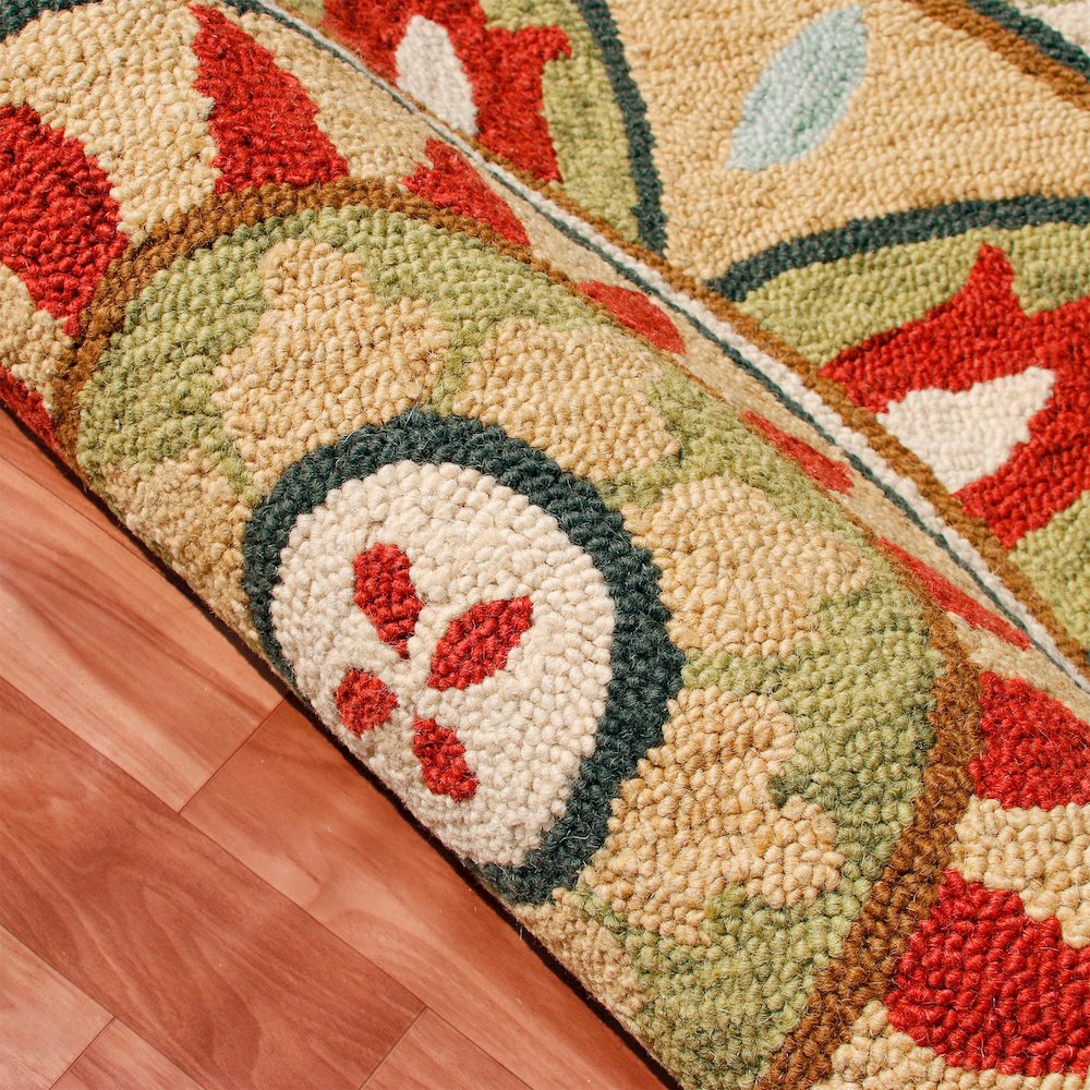Dazzle Wool Area Rug Indoor in Red/Green, 6' Round
