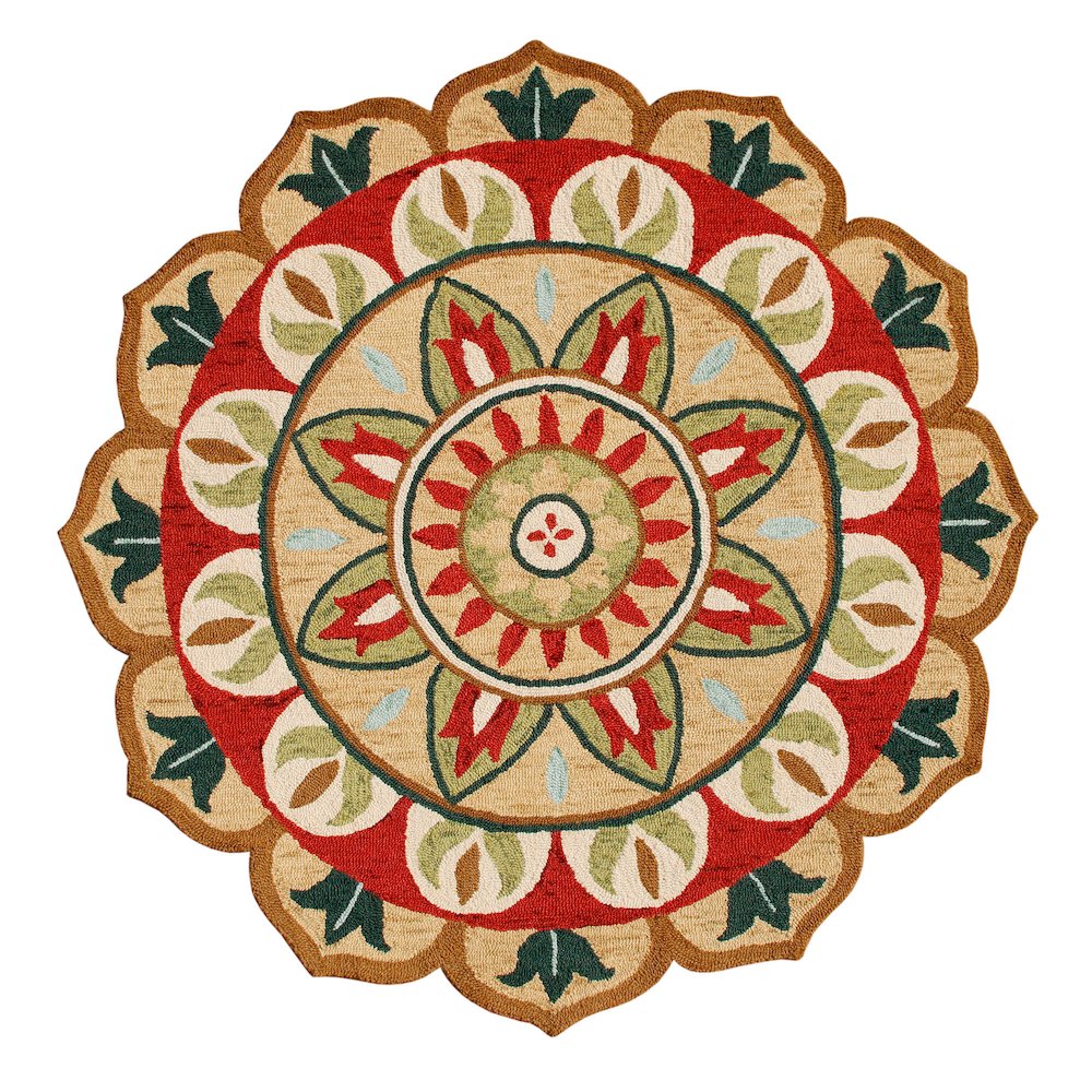 Dazzle Wool Area Rug Indoor in Red/Green, 6' Round