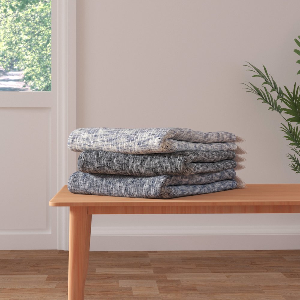 Black/White Distressed Hand-Woven All-Natural Cotton Throw Blanket