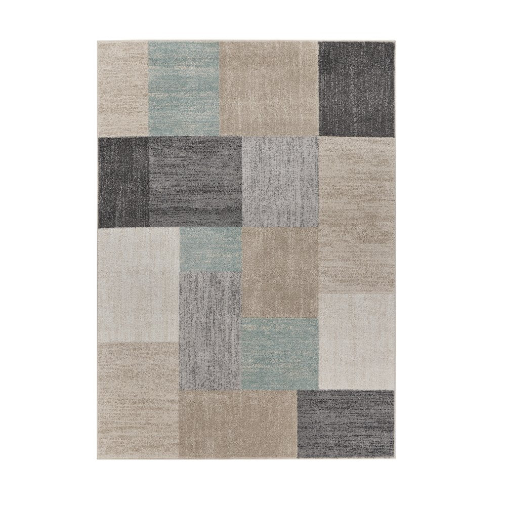 Dune Durable Performance Area Rug Indoor in Beige/Blue, 5'2" x 7'2"