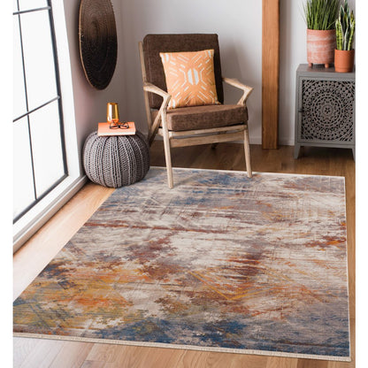 Holi Durable Performance Area Rug Indoor in Gray/Blue, 5' x 8'