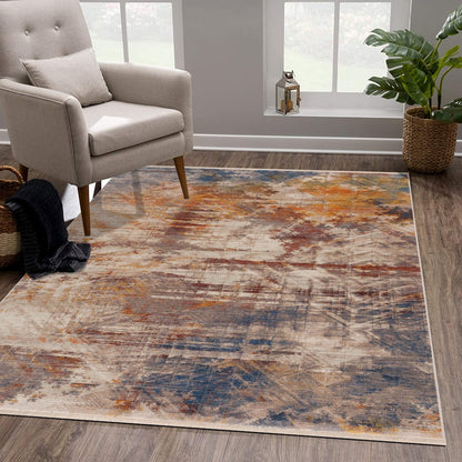 Holi Durable Performance Area Rug Indoor in Gray/Blue, 5' x 8'