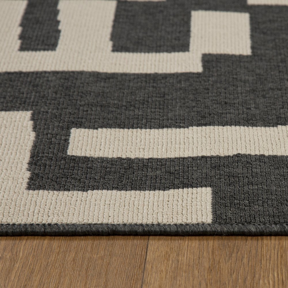 Mapa Durable Performance Area Rug Outdoor in Black/Ivory, 5' x 7'
