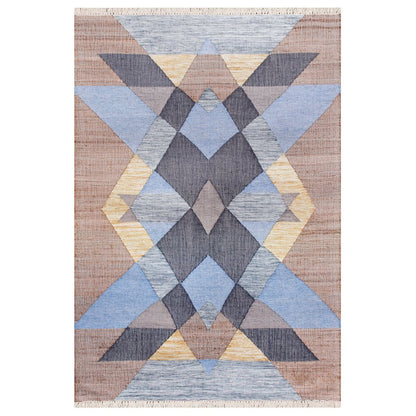 Abstract Overlay Handwoven Jute and Chotton Dhurrie Area Rug