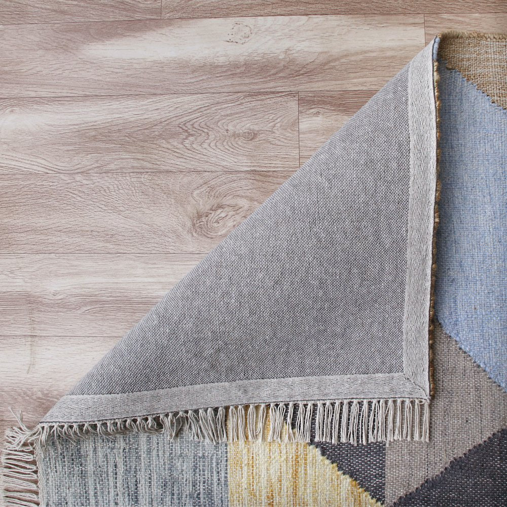 Abstract Overlay Handwoven Jute and Chotton Dhurrie Area Rug